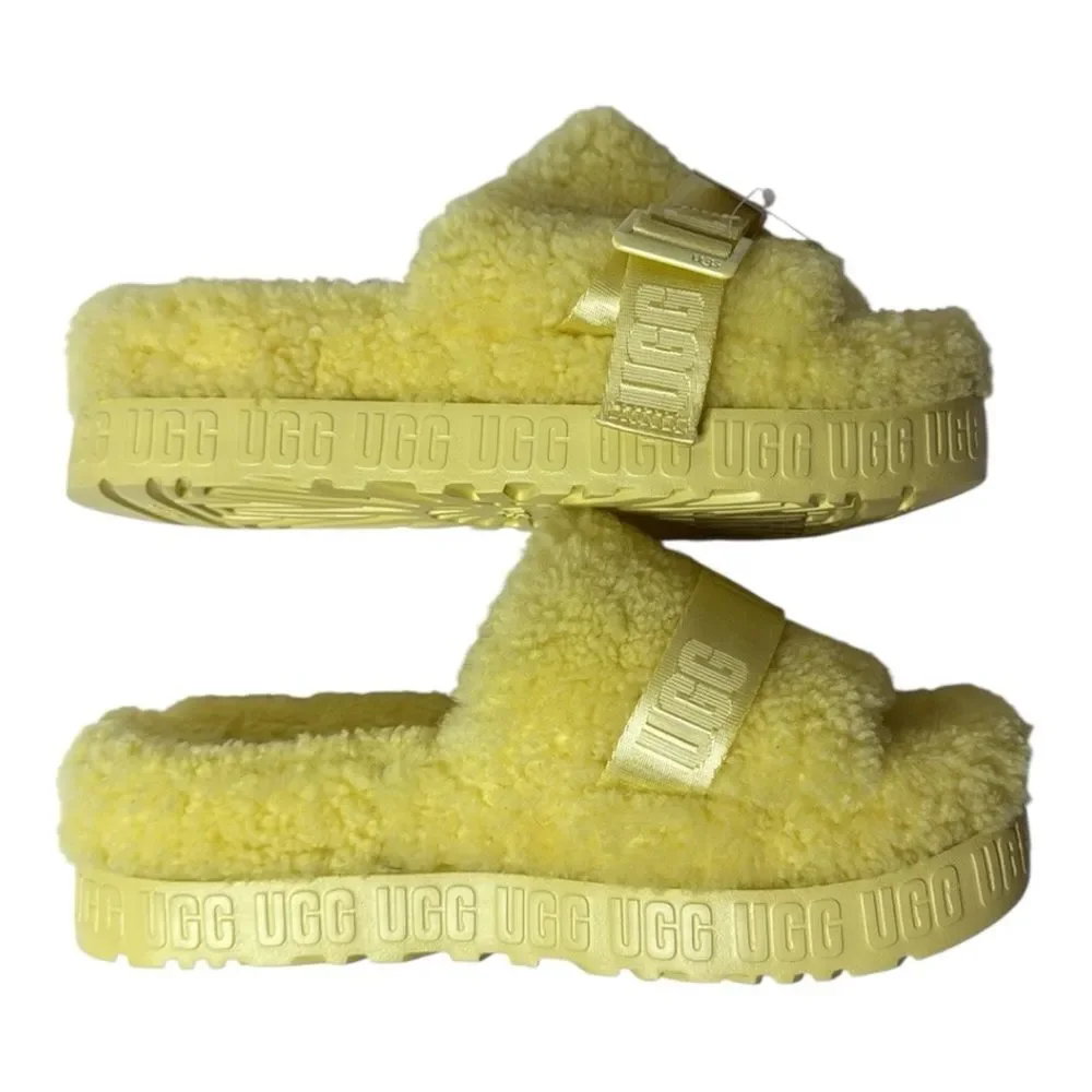 Ugg Fluffita Sherpa Slides In Margarita Yellow. Size 11. NWT.